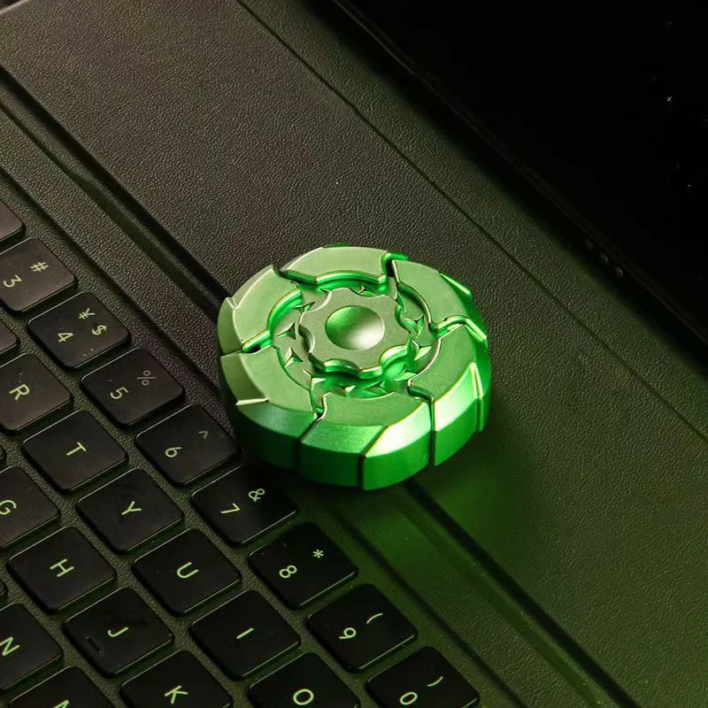 ABS Plastic Sci-Fi Tech Interface Hub Frame Fingertip Gyro Round Flat Rotating Spinning Glowing Light Effects Fidget Toys/Colors-Green/Gold/Red/Blue/Purple/Pink/Geometric/Multicolor/Ages: 13-18 + Years Older