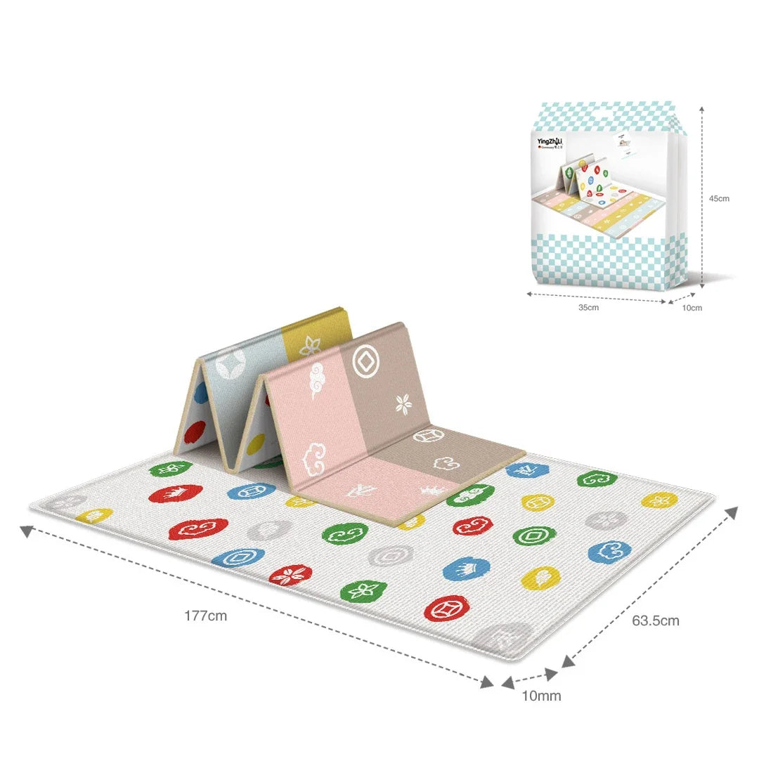 Baby Folding Mat, Large Tummy Time Folding Baby Crawling Mat Outdoor or Indoor Use, Portable Cute Double Sides Crawling Mats