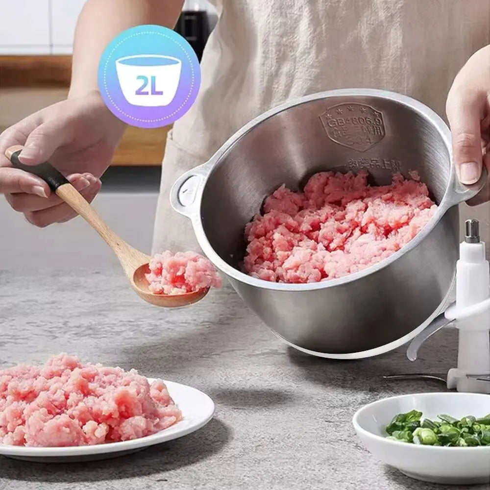 Multifunctional Kitchen 2 Speed Stainless Steel Electric Meat Chopper Grinders/ 250W/Colors-Silver/White