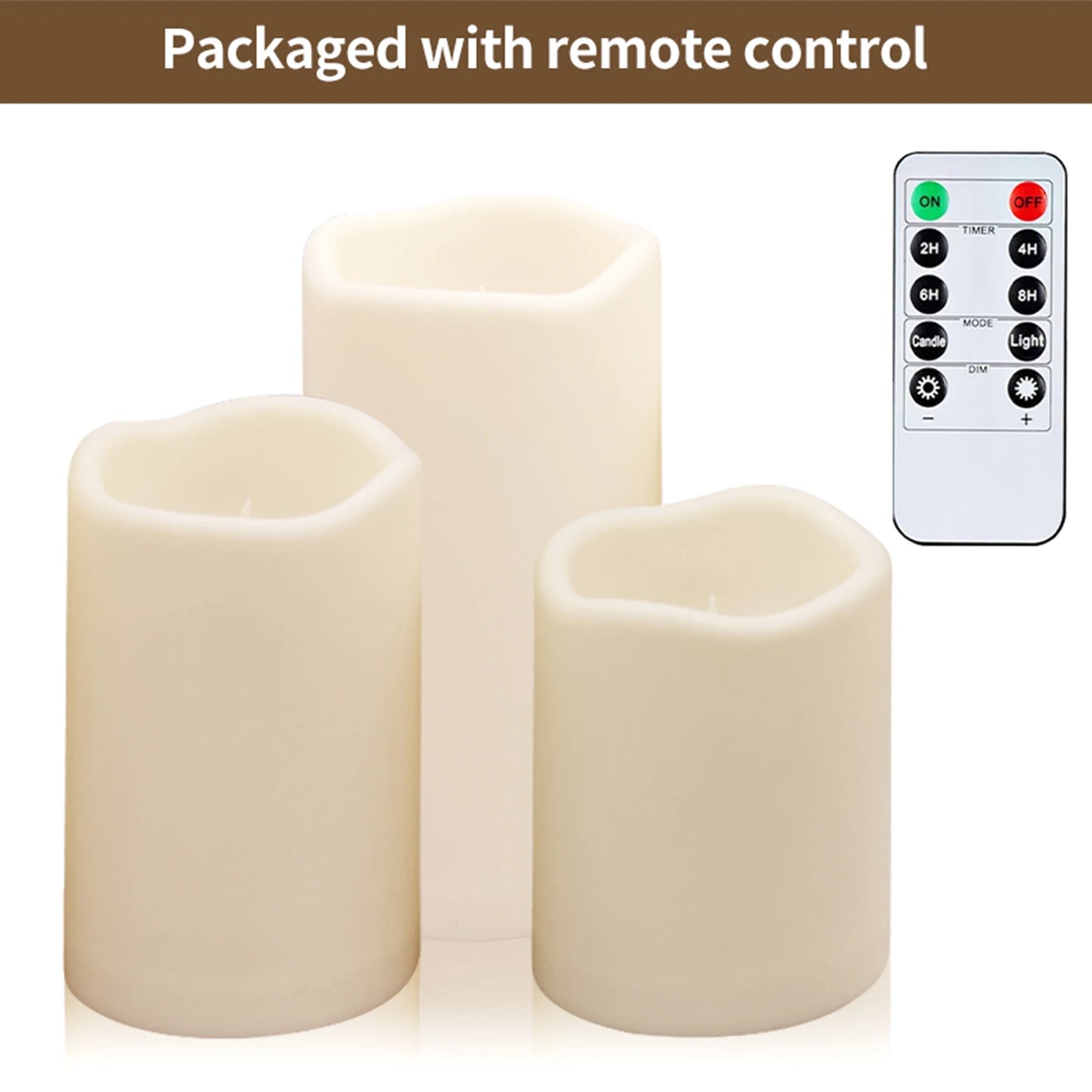 3 PCS Set LED Plastic Yellow Flickering Flameless Round Candles /Remote Control/Battery Not Included /2-AA Batteries Required