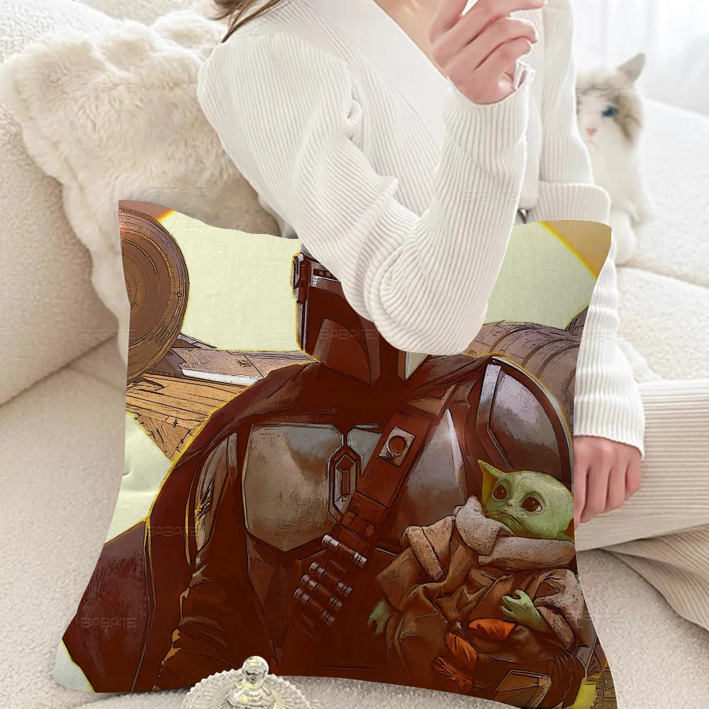 Printed B-Baby-Yoda S Throw Pillowcase Covers/Colors-Multicolor/Blue/Brown/Green