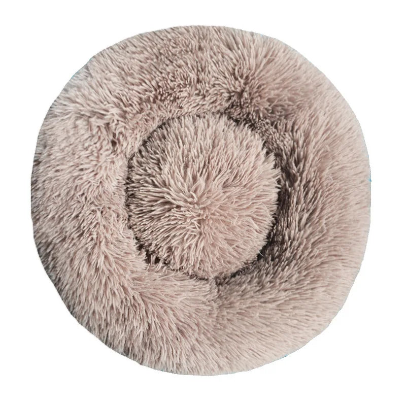 Cats-Dogs Round Washable Soft Cotton Lining Warm Plush Anti-Slip-Waterproof Bottom Beds /Colors-Gray/Dark Gray/Brown/White/ Pink/Tie Dyed/Light Apricot/Coffee/6 Sizes To Choose