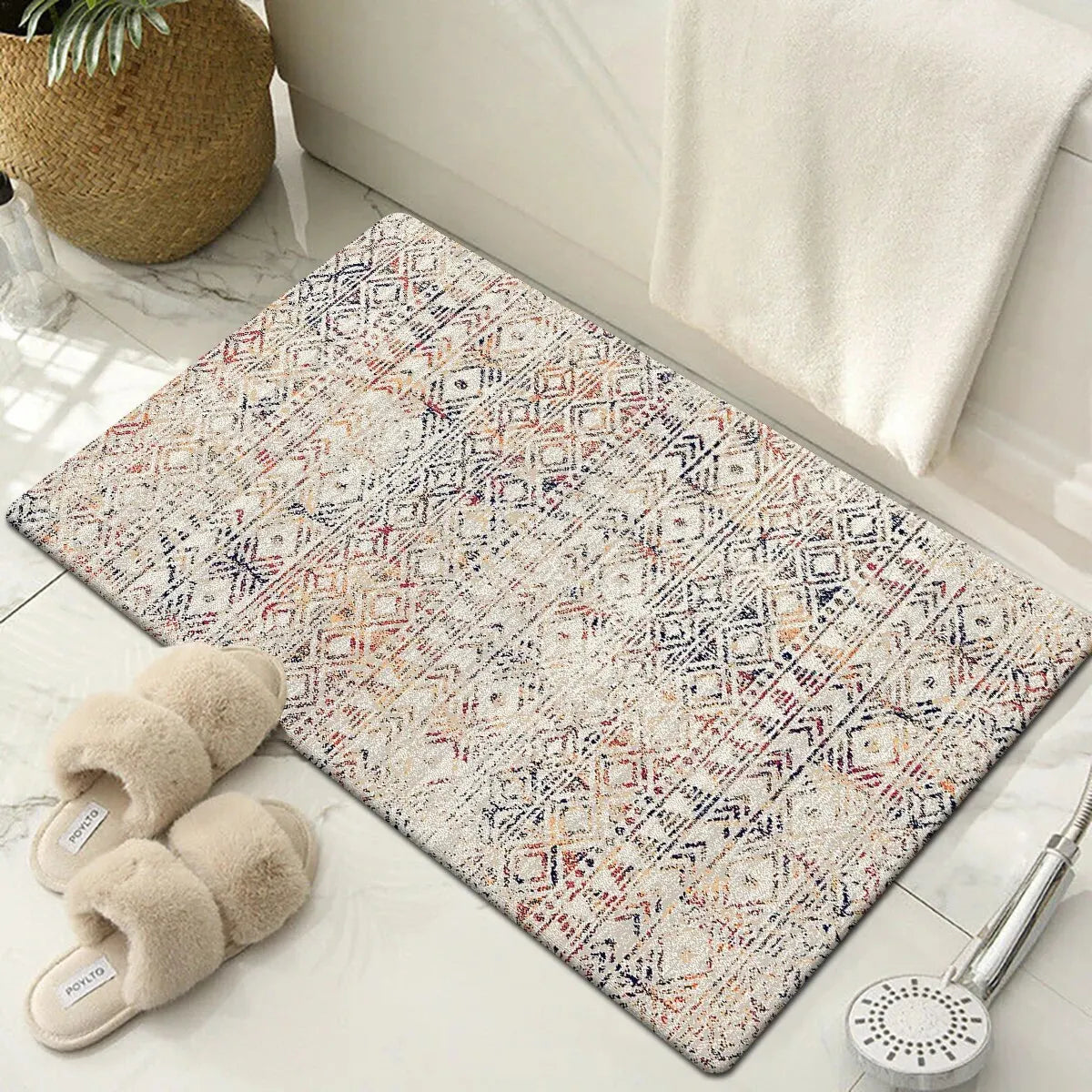 Indoor-Outdoor Rectangle Bohemia Persian Polyester Anti-fatigue Floor Mats/Colors-Geometric/ Multicolor/Red/Beige/Floral