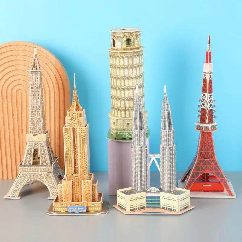 Kids Paper Unisex Mosaic Model World Famous Building 3D Puzzles/Ages 7-14+ Years Old/Colors-Multicolor/Beige/Red/Orange
