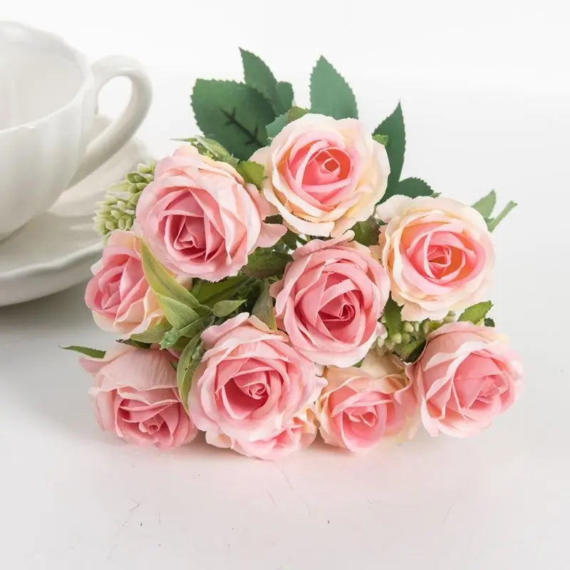 Artificial Silk Bouquet Begonia Peony Plants/Colors-Beige/Red Rose/Pink/Red/White/Light Pink/Purple/Burgundy