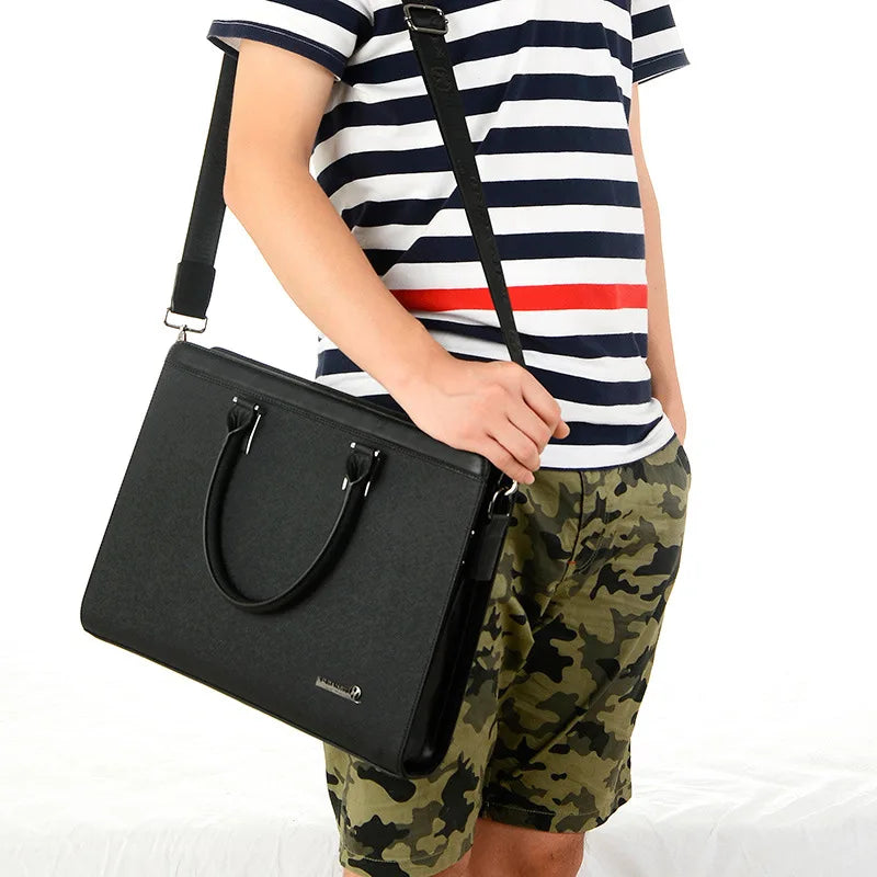 Men PU Leather Briefcases Polyester Shoulder Bag /Crossbody Strap-Handle /A4 Paper/For Tablets/Colors-Black/Blue