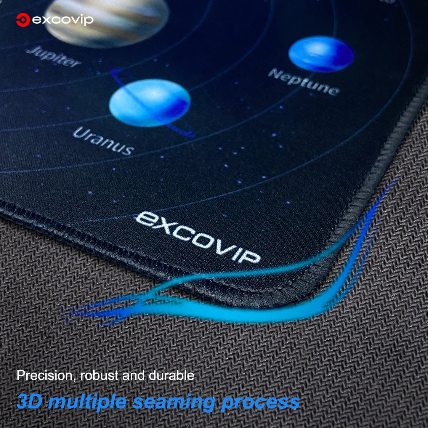 EXCO Small Square Durable Space Rocket-Earth-Solar System Theme Stitched Edge Non-Slip Fabric Foam Rubber Base Gaming Mouse Pads/Colors-Black/Blue/Navy Blue