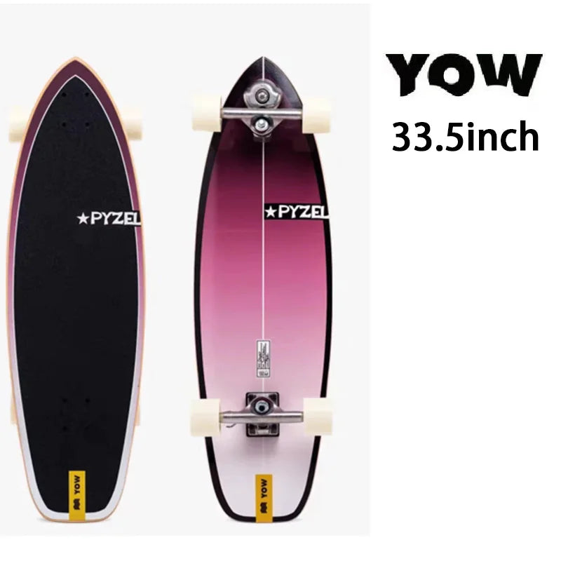 YOW Whole Kits Land Surf Skateboard Longboards w/ Trucks Wheels Bearings/And Tool/Colors-Black/Blue/Red/Striped/Yellow/Multicolor