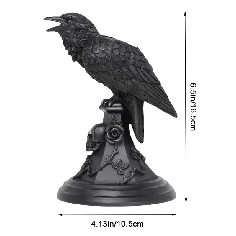 WHISM Classic Halloween Black Gothic Crow-Owl Bird Shaped Resin Candlestick Holder