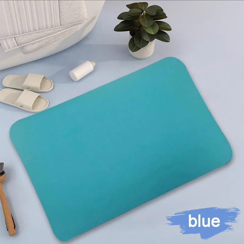 Rectangle Faux Leather Super Absorbent Non-Slip Rubber Bottom Bathroom Mats/Colors-Floral/Gray/ Black/ Blue
