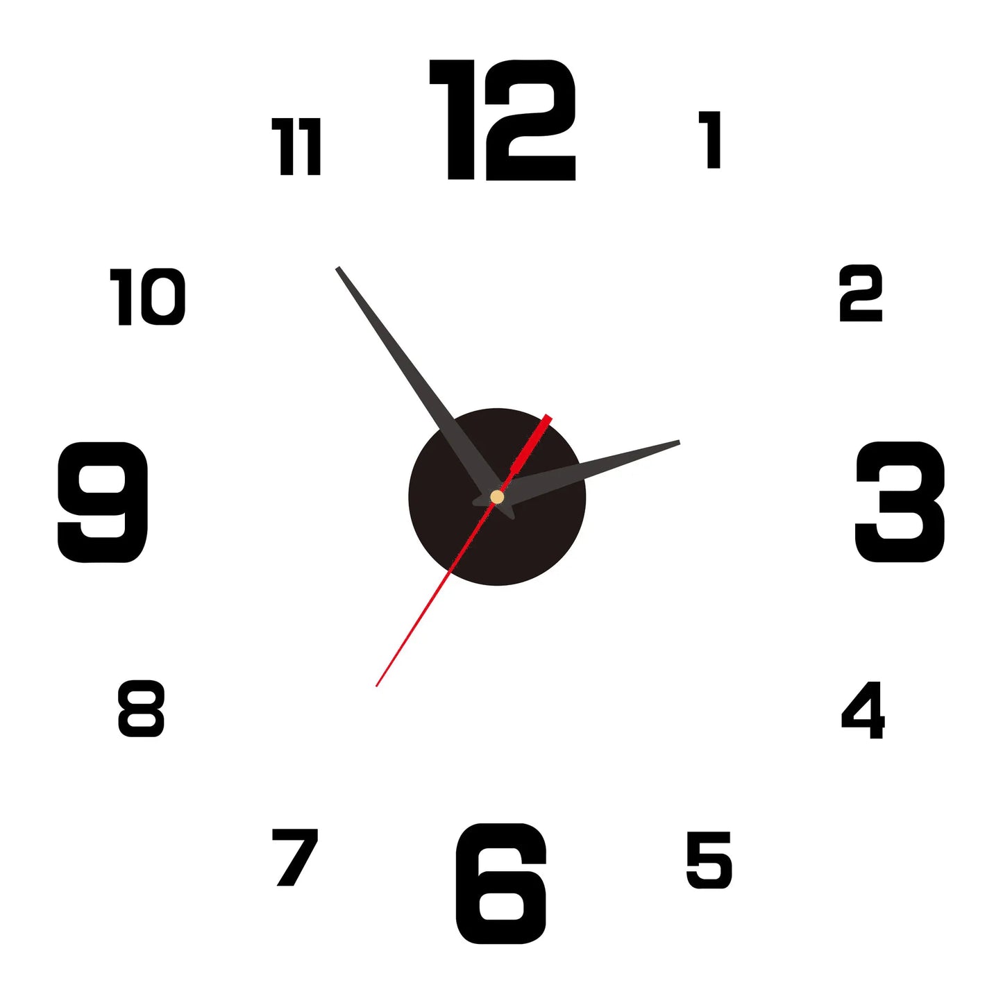 3D Acrylic Antique Style Circular Frameless Wall Clock Stickers/Colors-Black/Gray