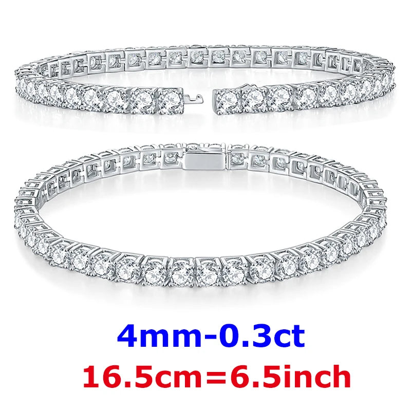 DJMAX 3-6.5mm Full Moissanite Tennis Bracelet For women Original 925 Sterling Silver Man's Moissanite Tennis Chain New 2023