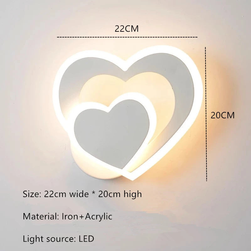 Nordic Modern Iron LED Two Heart-Shaped Acrylic Shade Wall Mounted Lamps/Colors-White/Black/Yellow/Gray