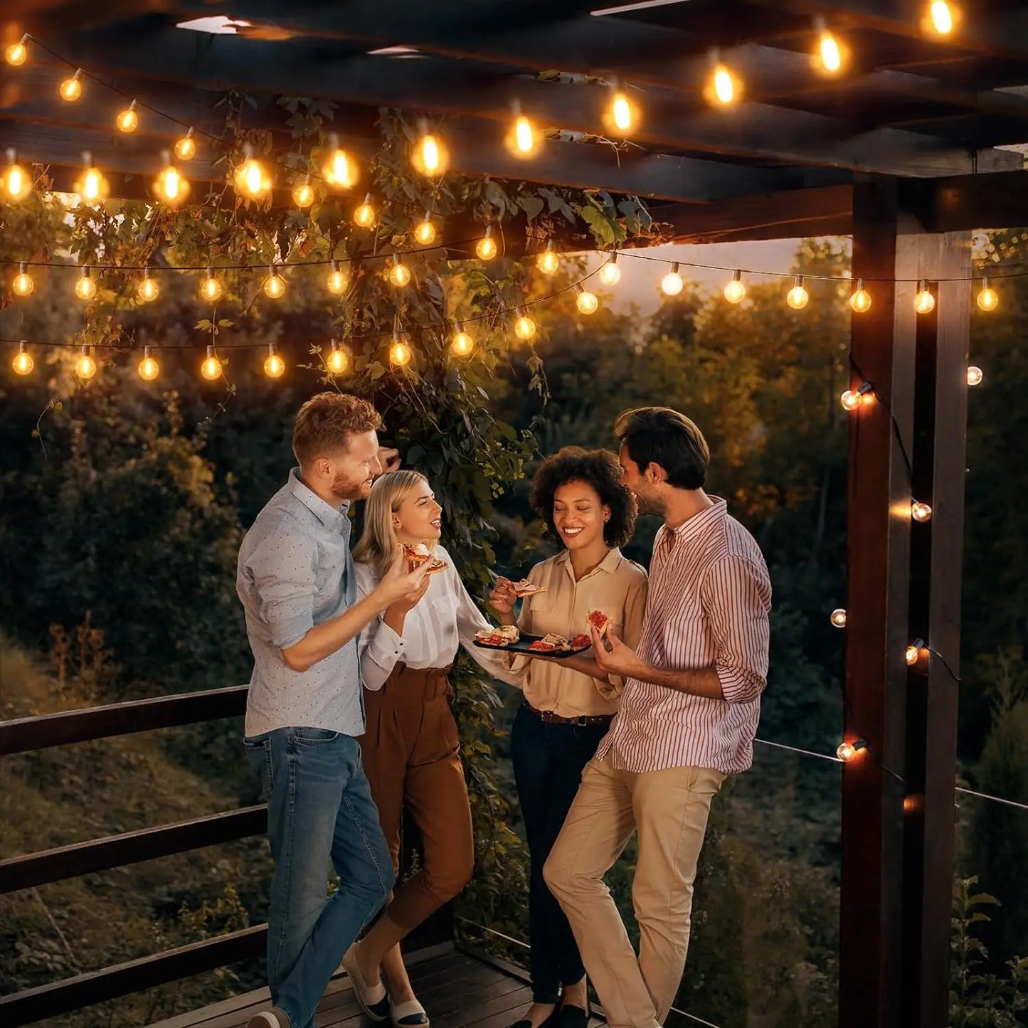 Indoor-Outdoor G40 Waterproof-Shatterproof Globe 8 Light Modes Solar String LED Warm Lights/ Colors-Black Yellow/ White/Multicolor