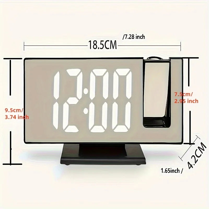 Mirrored Face Rectangle Intelligent Plastic Digital LED Multifunctional Projector Plug-In USB-DC Cable Alarm Clocks/Colors-Black/White/Multicolor