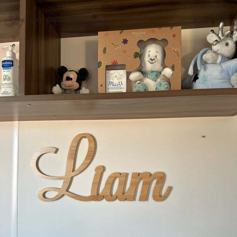 Baby-Kids Wood Custom Glowing-In-The-Dark-Letters Of Their Name Plaques/Colors-White/Pink/Gold/Black/Beige
