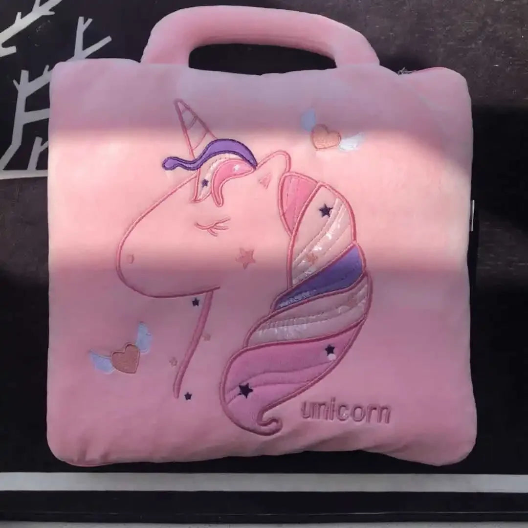 100% Polyester 2 in 1 Pillow Quilt Dual-Use Nap Animal Pillow W/ Multifunctional Folding Blanket