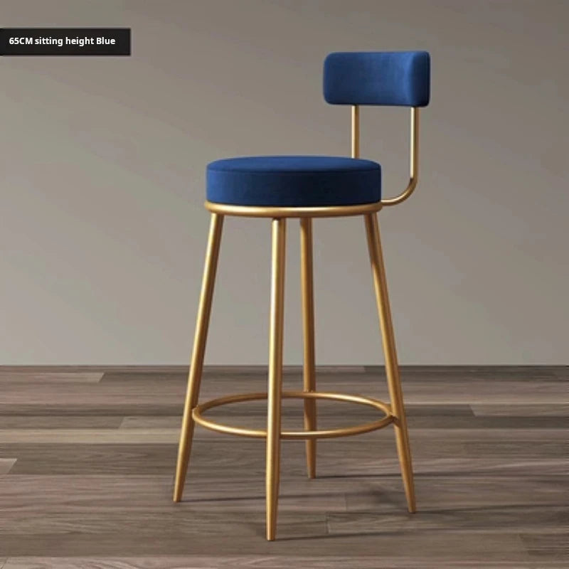 Nordic Iron Framed Low Backrest Upholstered Velvet Armless Bar Stools/Colors- Blue/Green/Black/White/Pink/Gold
