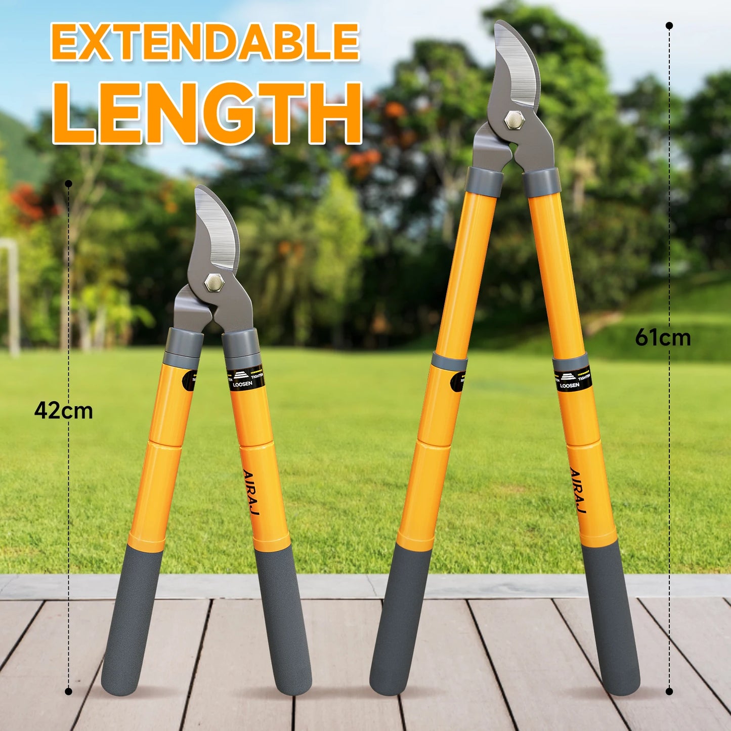 AIRAJ Bypass Pruning Shears with Gear-Operated Cutting System Cuts Branches Thicker than 30 MM SK-5 Steel intensification Blade