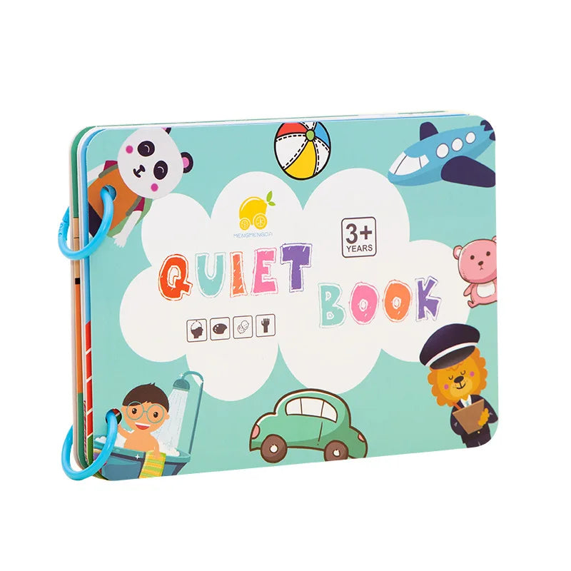 Child-Parents Game Durable Waterproof-Oil Proof Early Cognitive Development Brain Integrates Stickers Scene Activity Quiet Book Educational Toys/Colors-Blue/Multicolor/Ages Babies-3 Years Old