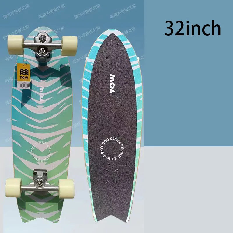 YOW Whole Kits Land Surf Skateboard Longboards w/ Trucks Wheels Bearings/And Tool/Colors-Black/Blue/Red/Striped/Yellow/Multicolor