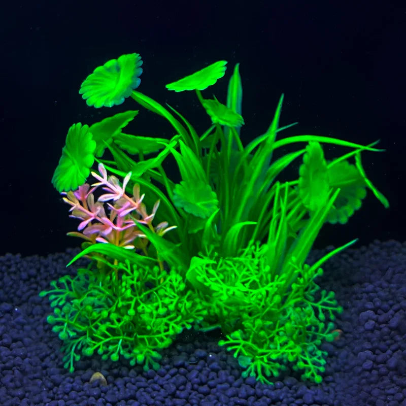 Plastic Artificial Aquarium Aquatic Grass Weeds Plants For Fish Aquarium/Colors-Floral Green/Purple