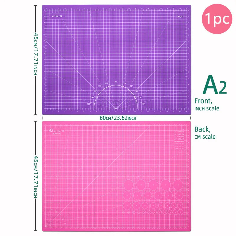 XIEHAIGE Durable Standard Size Purple Plastic A2 Front Self-Healing Grid-Lines Craft Cutting Mats/Colors-Green/Gray/Black/Pink/Purple