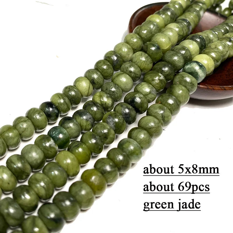 Wholesale 100% Natural Green Jade Cylinder Square Irregular Faceted Round Stone Beads for Jewelry Making Diy Bracelet Charms