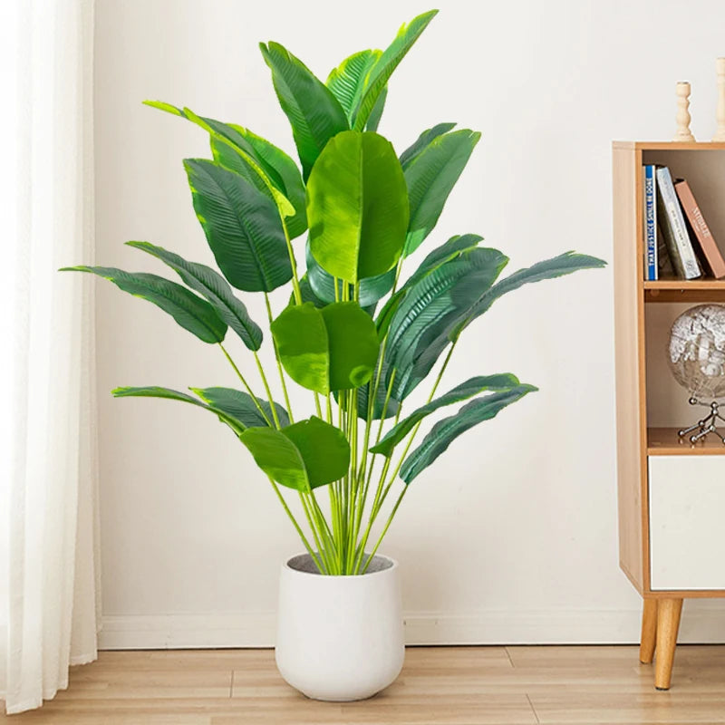 Large Non-Flowering Green Indoor Resin Plastic Artificial Monstera Tropical Palm Tree Plants