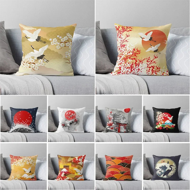 100% Polyester Square Chinese Style Pillowcases/Colors-Animal/Red/Multicolor/Yellow/White/Navy/Gray