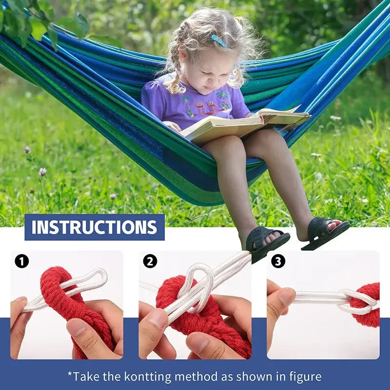 WESTTUNE Outdoor Multicolor Canvas Hammocks/Tree Ropes Load-Bearing Up To 440 lbs