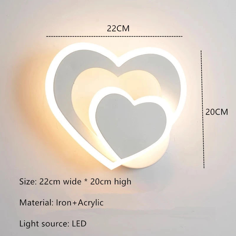 Nordic Modern Iron LED Two Heart-Shaped Acrylic Shade Wall Mounted Lamps/Colors-White/Black/Yellow/Gray