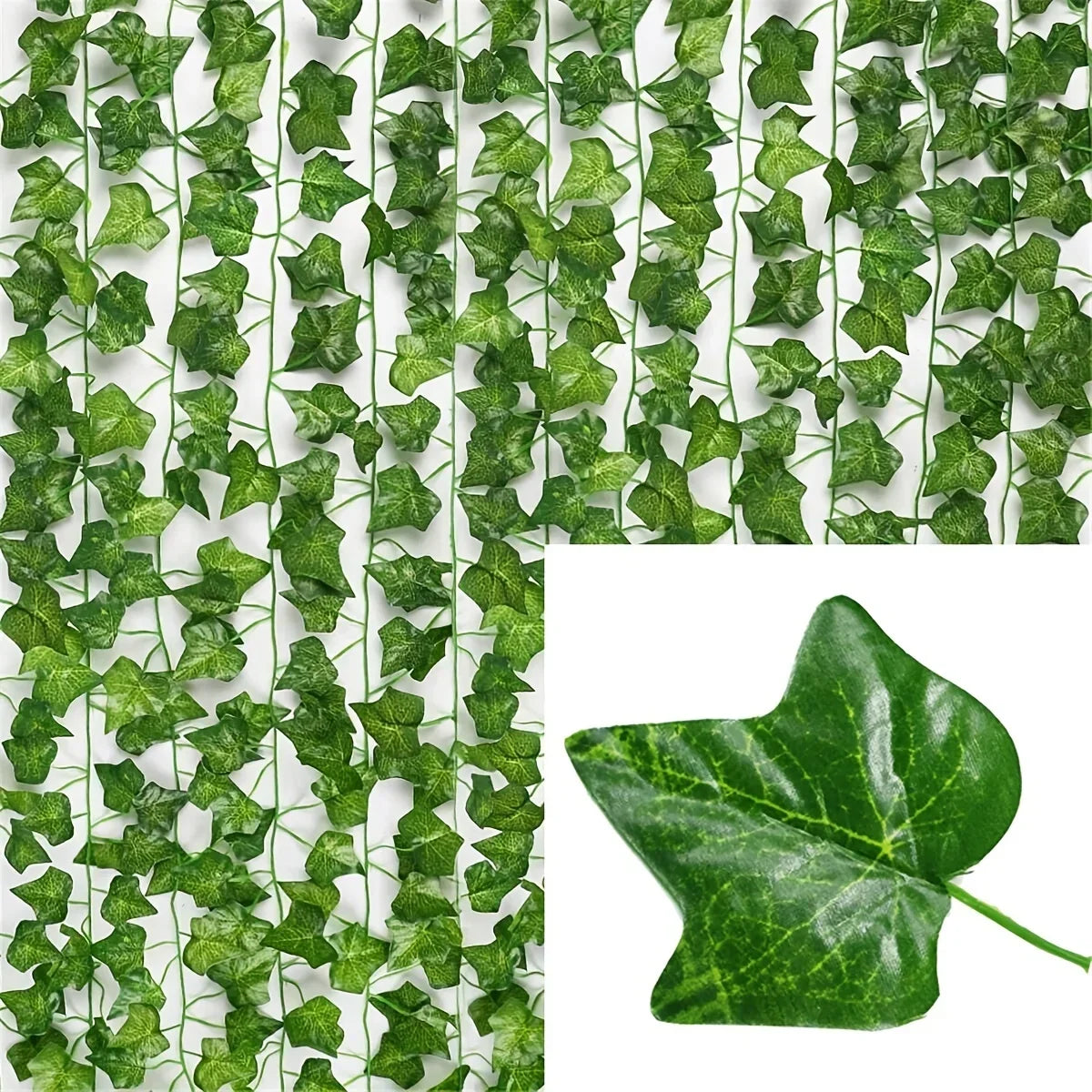 30PCS Plastic-Silk Artificial Non-Flowering Green Rattan Hanging IVY Leaf Vines