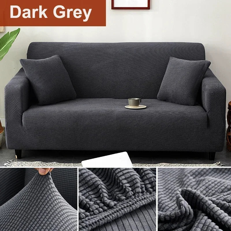 L-Shaped Jacquard Polyester Fabric Fall-Winter Elastic Stretch Sofa Covers /Colors-Gray/Beige/Geometric/Green/Red