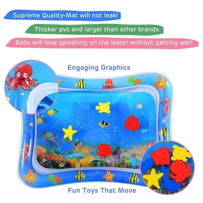 Babies-Preschooler Portable Round-Rectangle Warm-Cold Waterfilled Play Plastic Inflatable Air Cushion Leak-Proof Magic Tummy Time Mats/Colors-Ages: Newborn 0-3 Years Old/ Colors-Blue/Multicolor/Animal