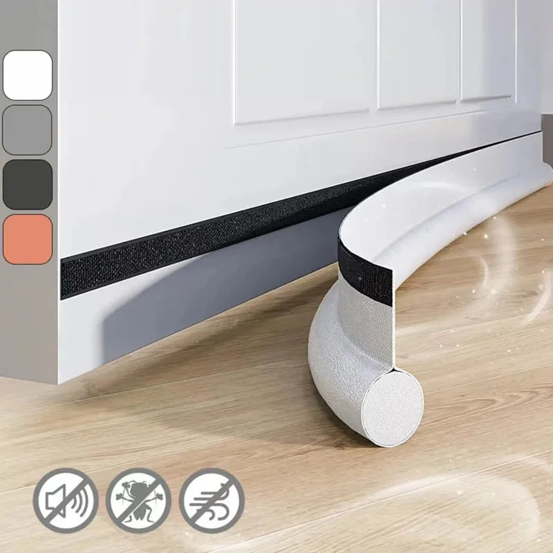Non-Self-Adhesive Sound-Wind-Light-Bug Proof Cuttable Velcro PU Fabric Under Door Acoustic Round Foam Sealing Strips/Colors-Brown/Gray/Black/White