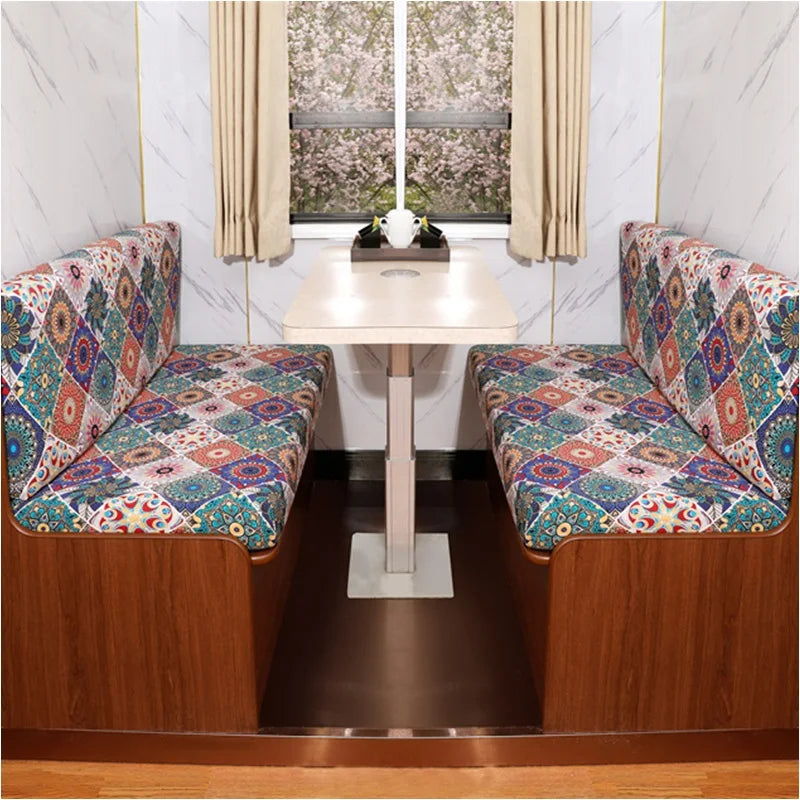 4 PCS Set Polyester Colorful Nordic Floral Flowers RV Camper Dinette Elastic Spandex Stretchy Armless Sofa Slipcovers