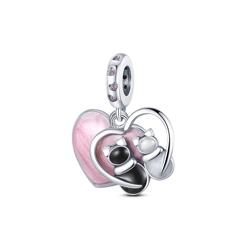 Fine Irregular Silver Plated Round Charms-Pendants Rope Link Bracelets/Colors-Silver/Pink/Multicolor/Floral/Animal