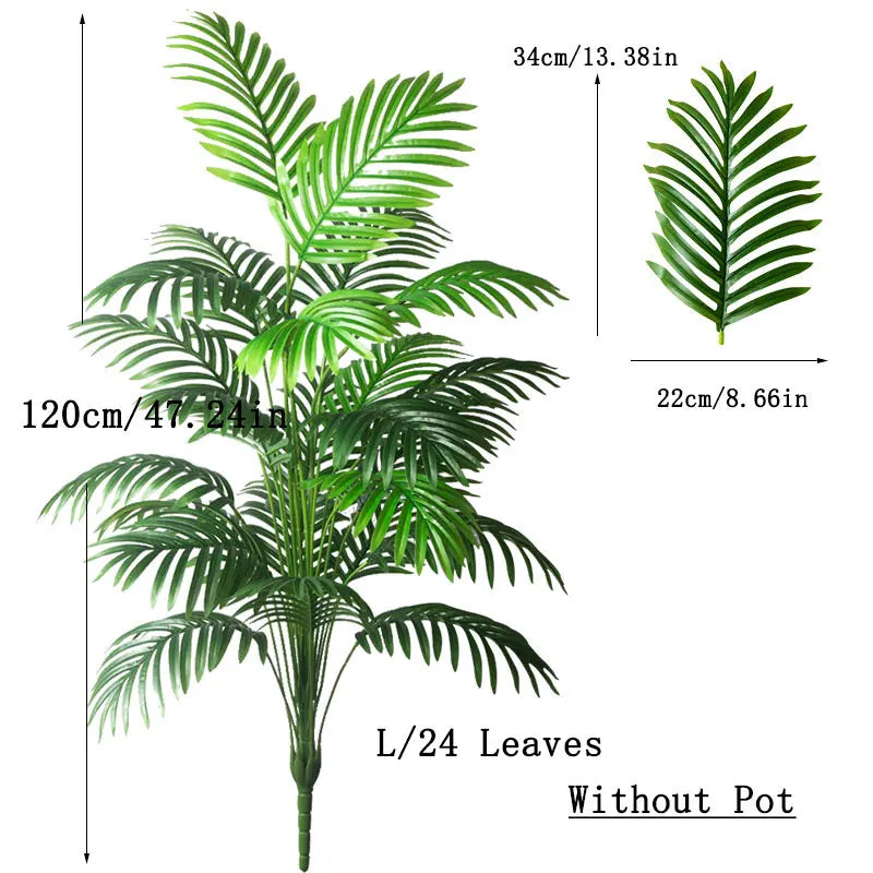 Outdoor Green Non-Flowering Large Tall Artificial Plastic Tropical Palm Tree Plants