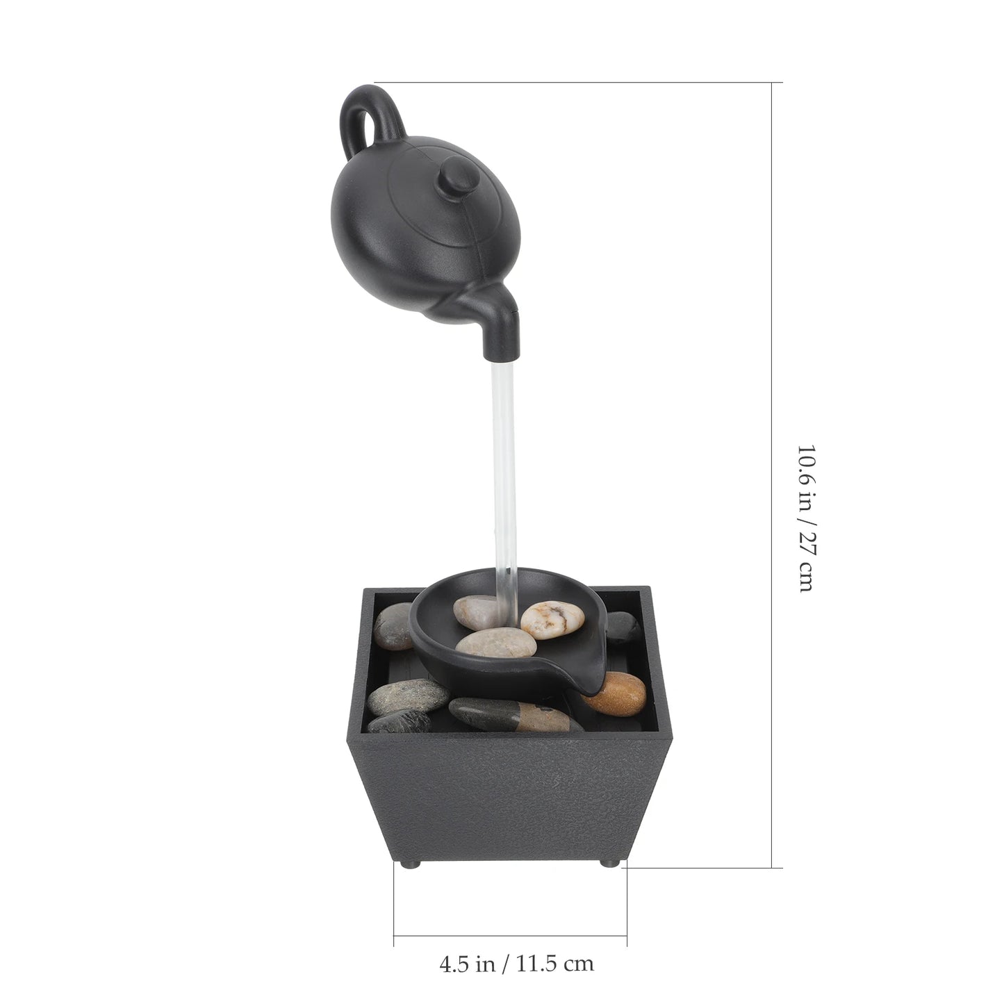 Fengshui Black Plastic Electric Suspended Teapot Desktop Water Fountain/2-AA Batteries Not Included