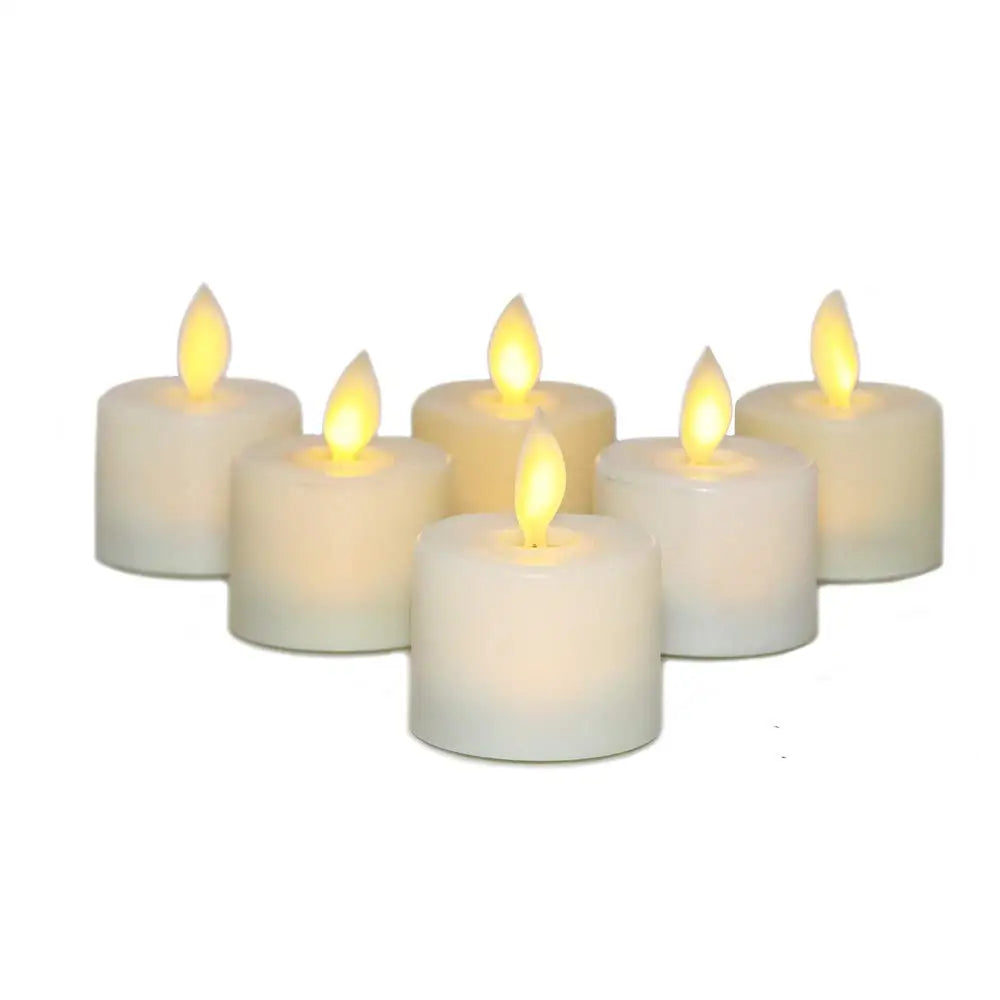 4-12 PCS Set Beige LED Realistic Plastic Flameless Electronic Moving Wick Round Pillar Candles/Including CR2032 Button Battery Each Candle /Battery Life: About 24-48 hours