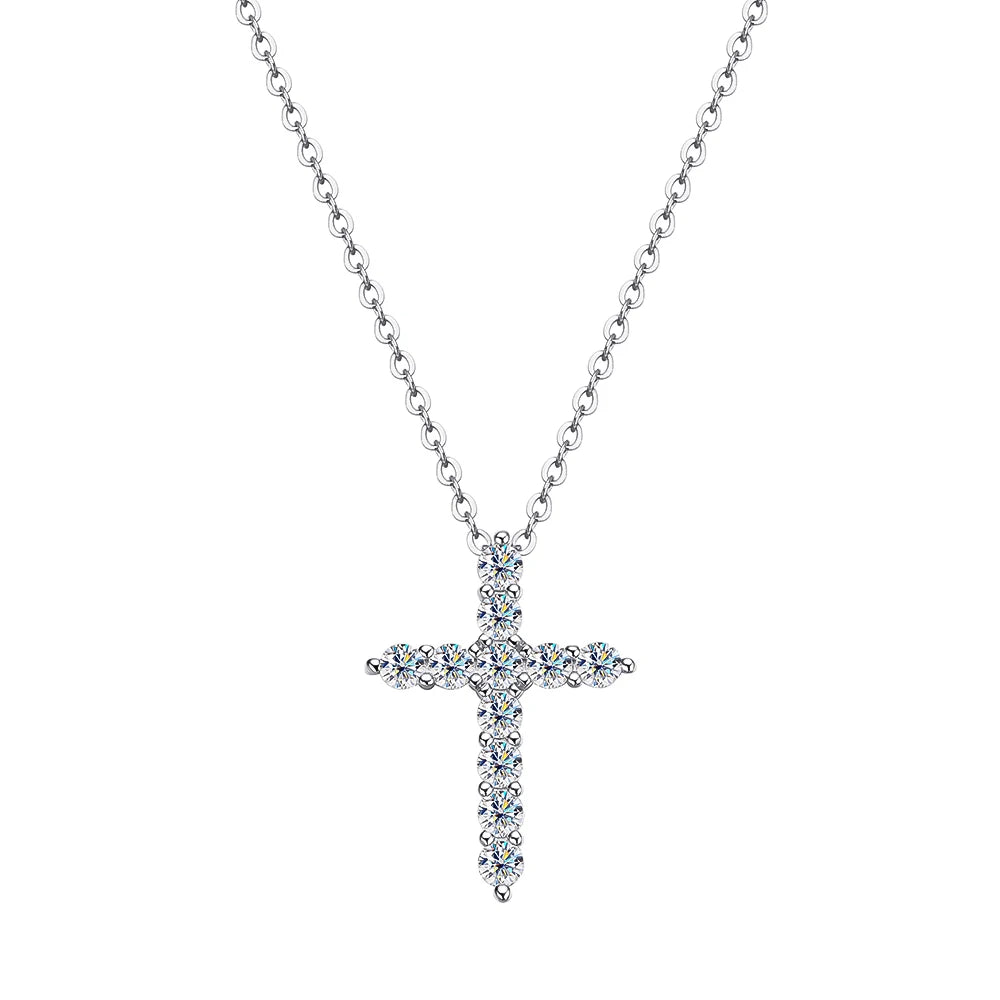 OEVAS 100% 925 Sterling Silver 2.5-5MM Cross Moissanite Necklace Pendant For Women Birthday Anniversary Gifts Fine Jewelry
