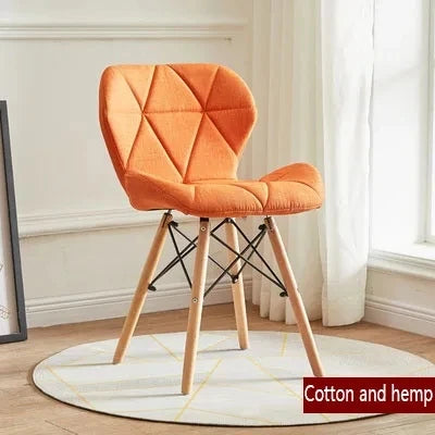 Nordic Cotton Hemp Upholstered Dining Beech Wood Legs Chairs/Colors-Purple/Red/Blue/White/Green/Yellow/Beige/Brown/Orange/Pink/Black