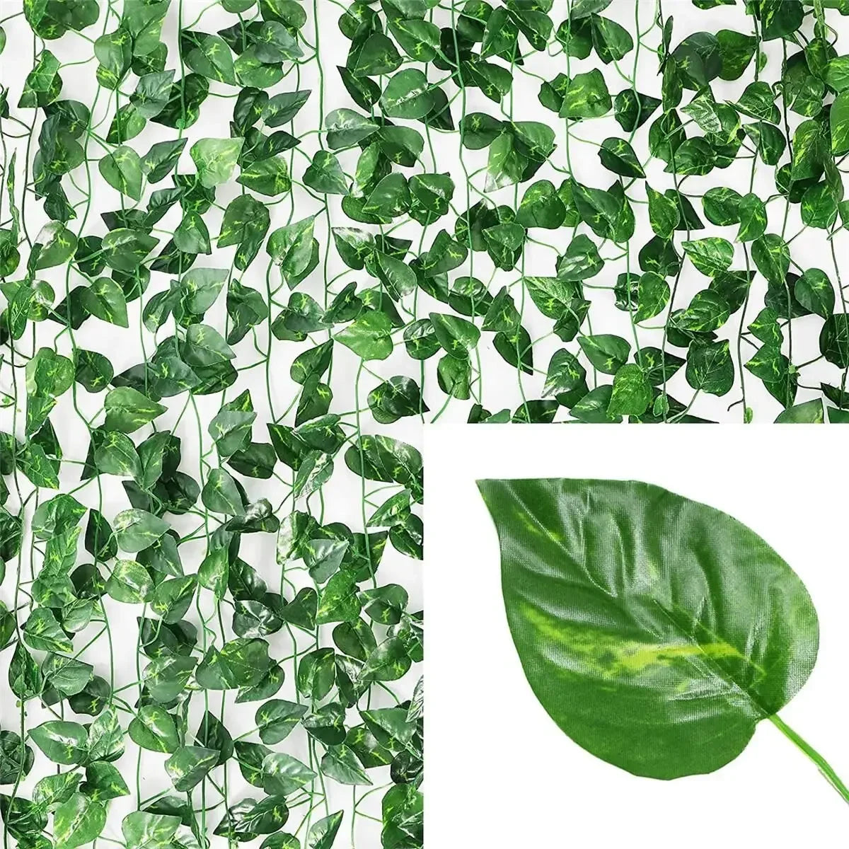 30PCS Plastic-Silk Artificial Non-Flowering Green Rattan Hanging IVY Leaf Vines