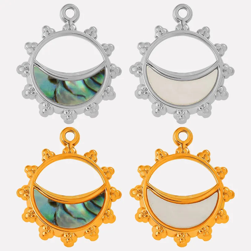 4-5PCS Women Imitation Geometric Stainless Steel Natural Crescent Moon/ Sun/ Heart Pendants