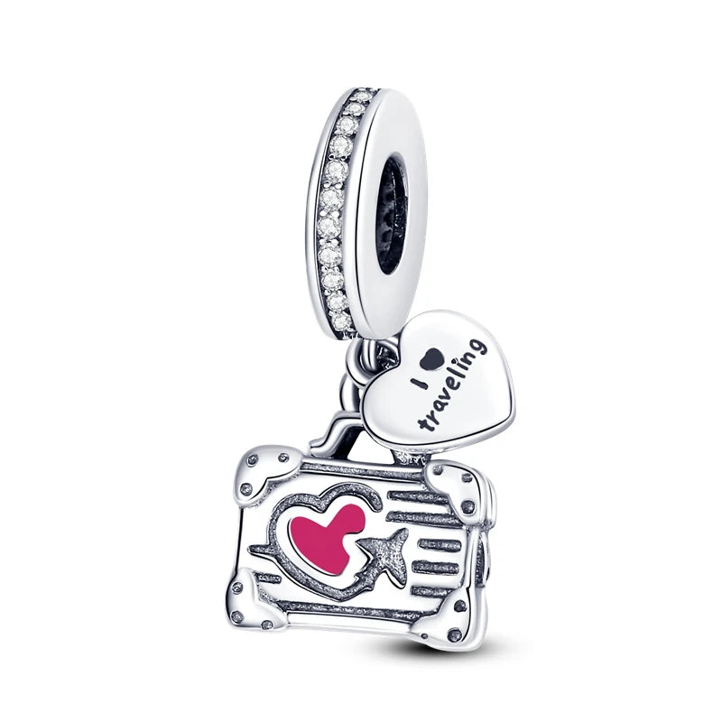 Fine Irregular Silver Plated Round Charms-Pendants Rope Link Bracelets/Colors-Silver/Pink/Multicolor/Floral/Animal