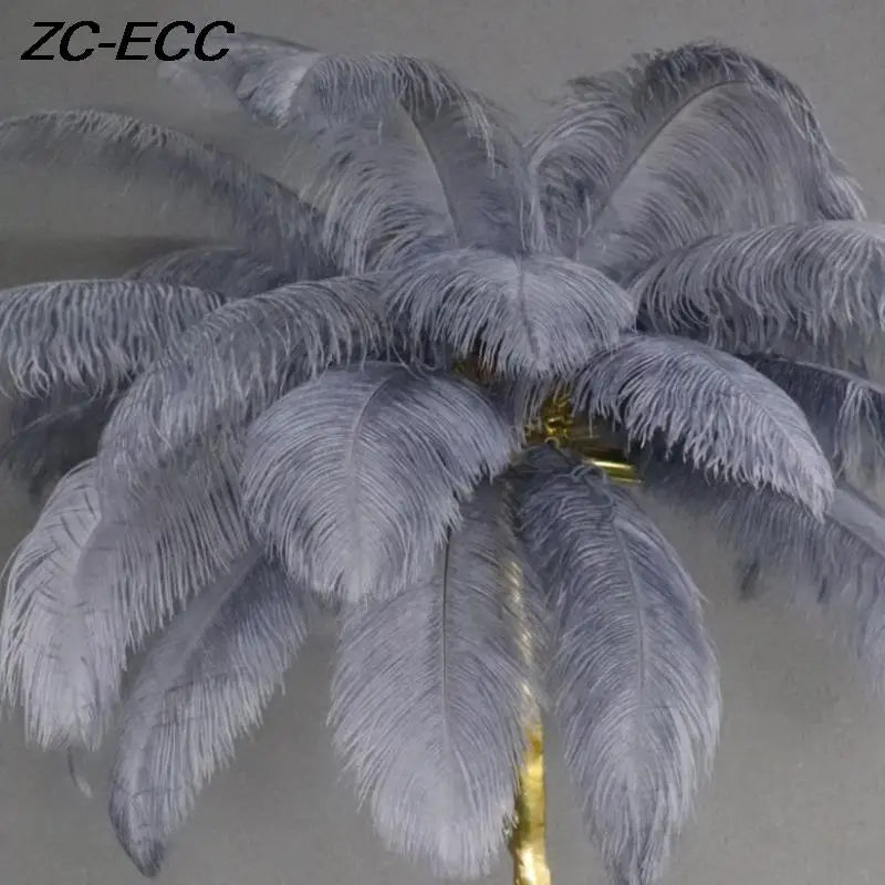 Modern Resin Gold Iron Tree-Like Trunk Base LED Ostrich Feather Up-Down Shade Standing Table Lamps/Colors-White/Pink/Blue/Orange/Black/Gold