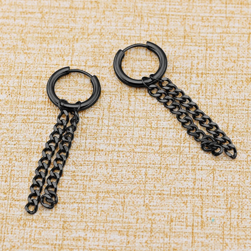 Unisex Metal Stainless Steel Imitation Black Studded Punk Earrings