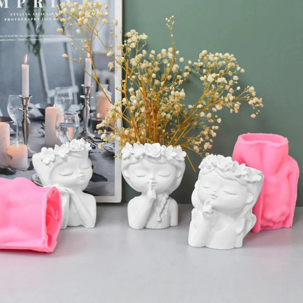 Milky Garland Girls Sleeping Beauty Potted Silicone Craft Molds
