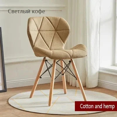 Nordic Cotton Hemp Upholstered Dining Beech Wood Legs Chairs/Colors-Purple/Red/Blue/White/Green/Yellow/Beige/Brown/Orange/Pink/Black